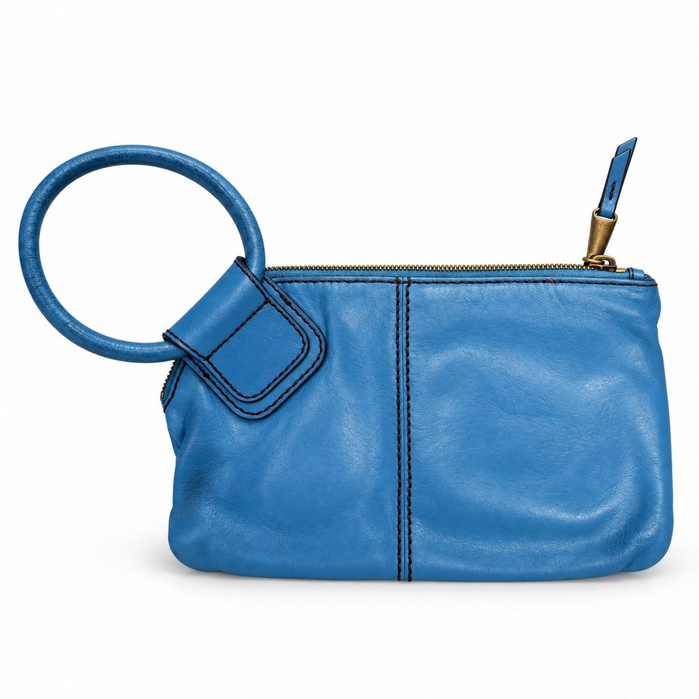 Hobo Sable Leather Wristlet Clutch Wallet Circle Handle Zip Wallet Boho Casual